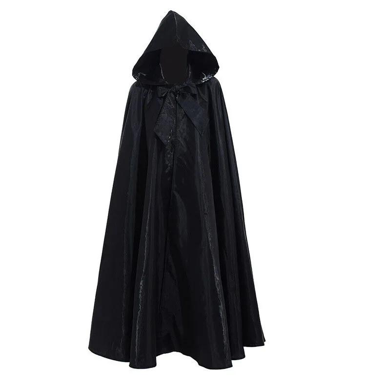 Halloween-Party-Rollenspiel-Robe mit Kapuze, Satin, Rot, Mittelalterlicher Ritter- oder Zaubererumhang, für Damen, Herren, Erwachsene, Langer Heldenumhang, Hexen-Bühnencape – Detail 9
