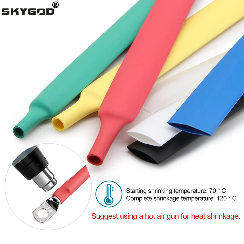 

1m 2:1 Heat Shrink Tube Cable Insulated Sleeve Diameter 1~100mm 600V Polyolefin Thermoresistant Shrinkable Tubing Wire Protector
