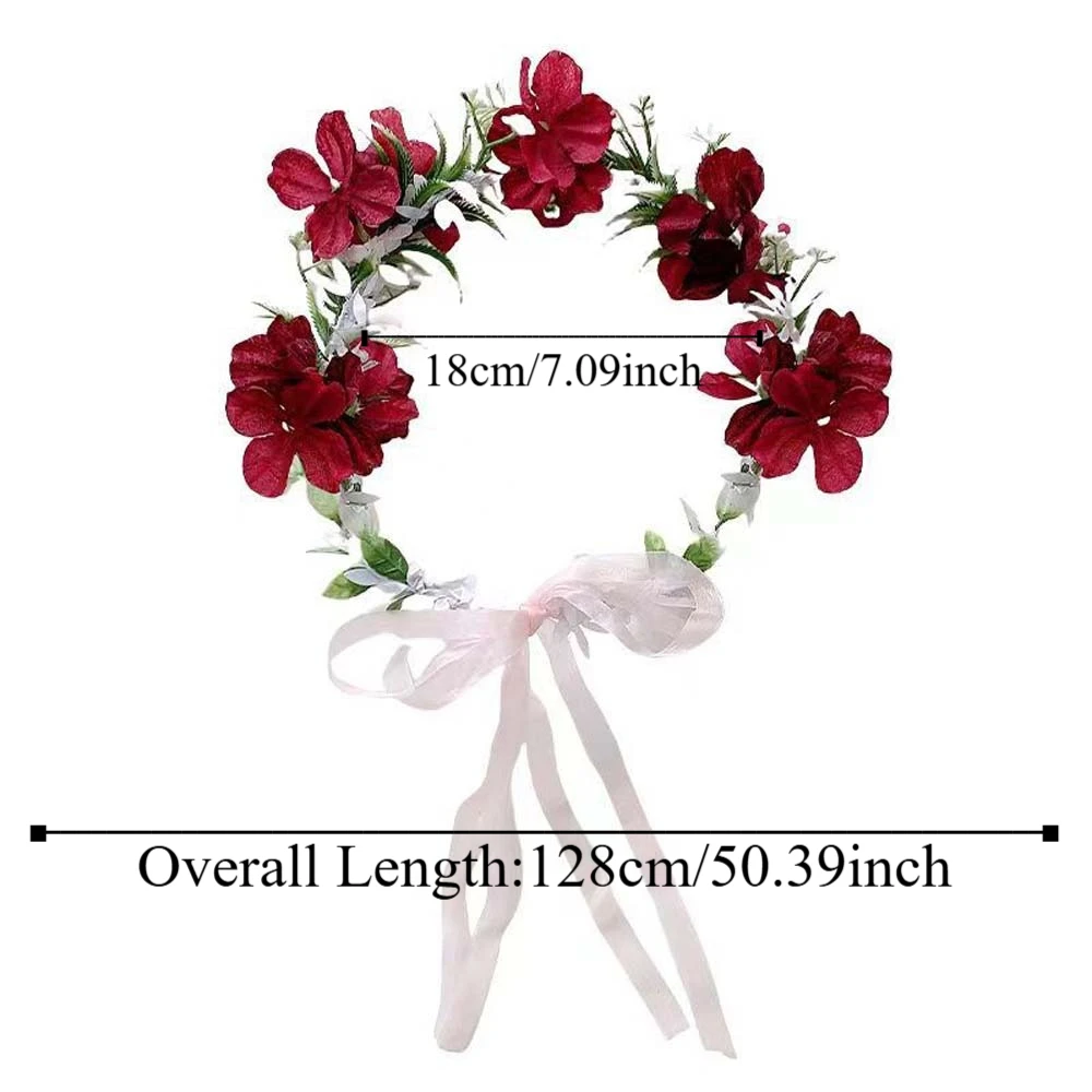Bohemia Style Bride Garland Hair Ornaments Headwear Wreath Headband Adjustable Simulation Flower Wedding Headwear Bridal