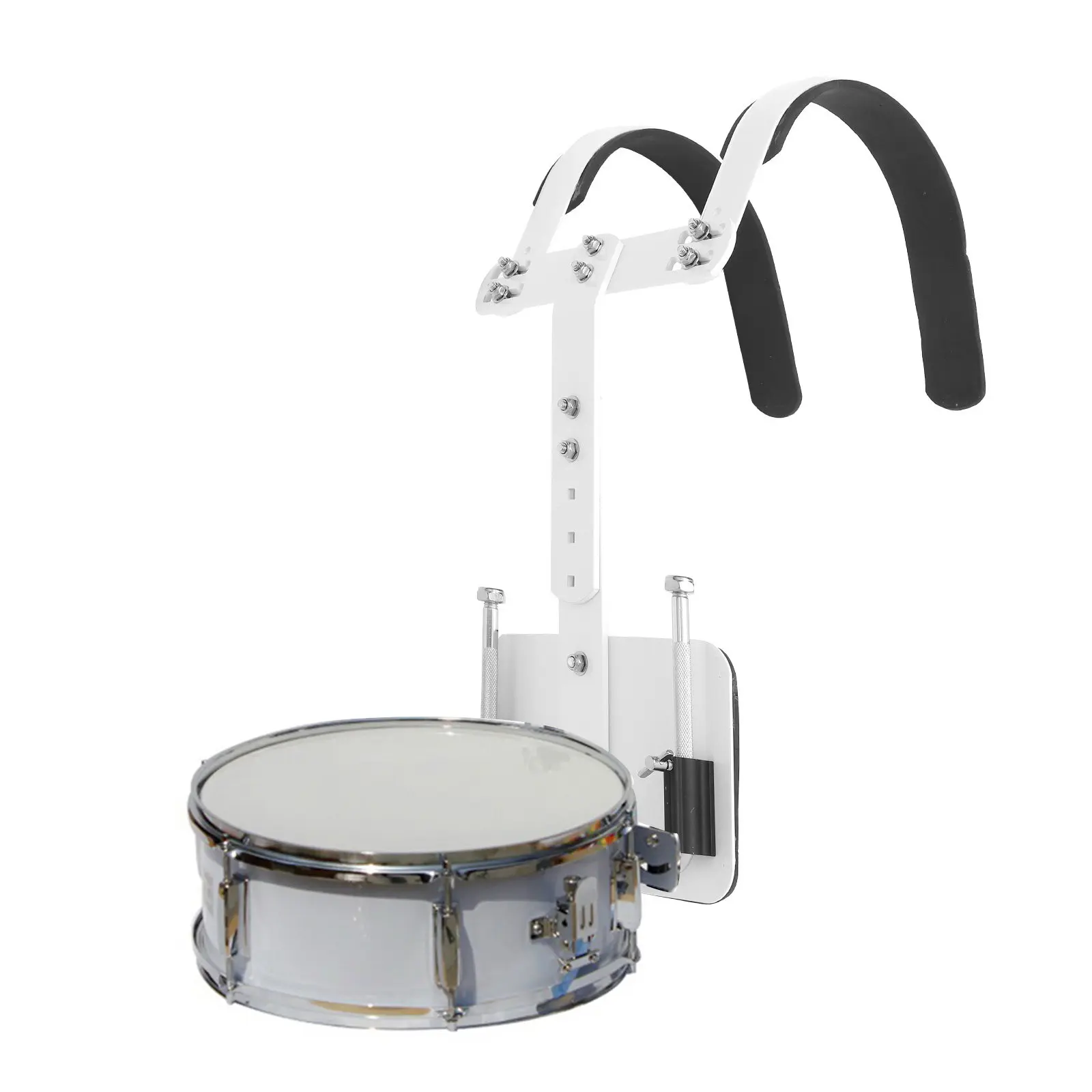 

White Aluminum Alloy Snare Drum Carrier Adjustable Back Frame Marching Snare Drum Holder Shoulder Strap Support