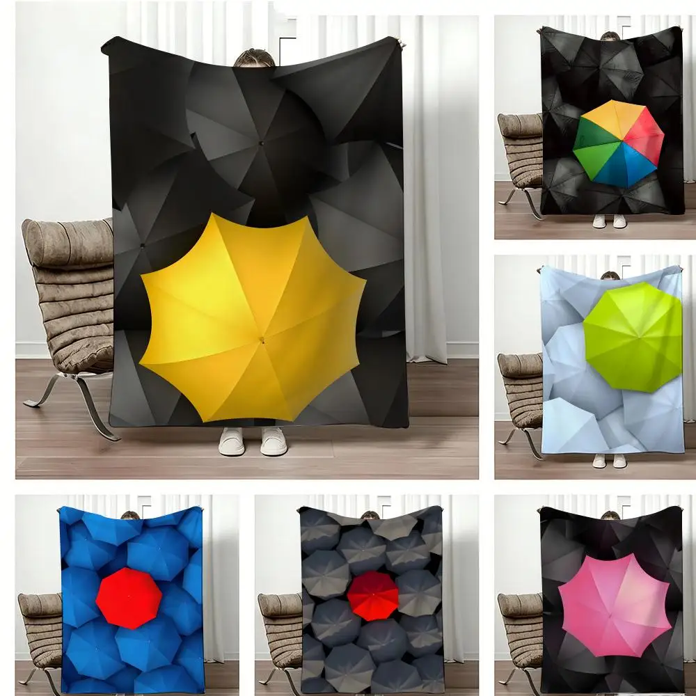 Minimalist Geometric Art Parasol Throw Lightweight  Flannel Blanket Soft Skin-friendly for Summer Cooling