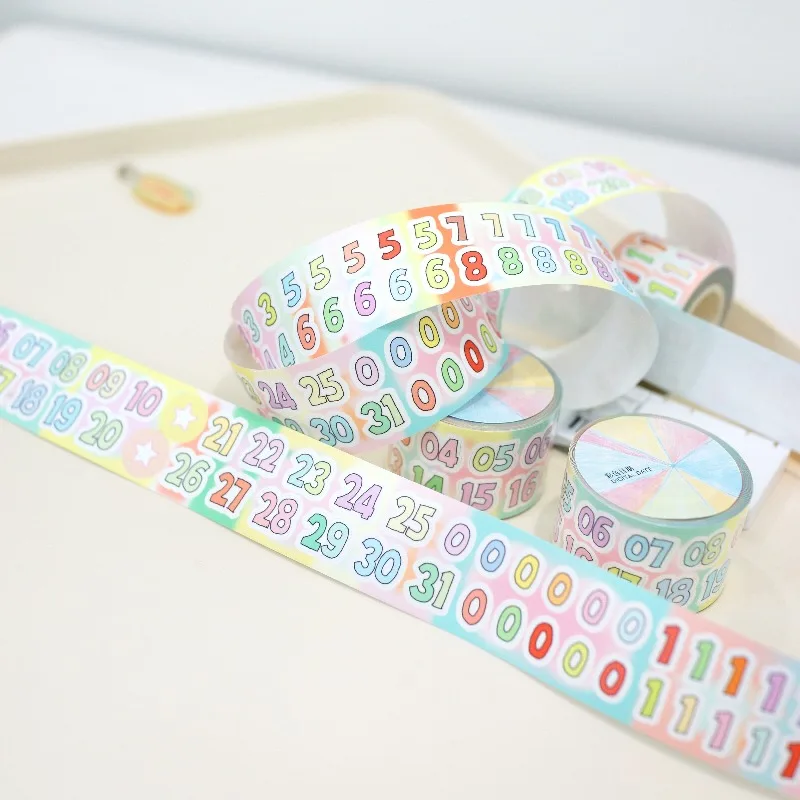 Tuli Colourful Dot Numbers Date Food Words Die Cut Yupo Washi PET Tape Craft Supplies DIY Scrapbooking Card Making Stickers