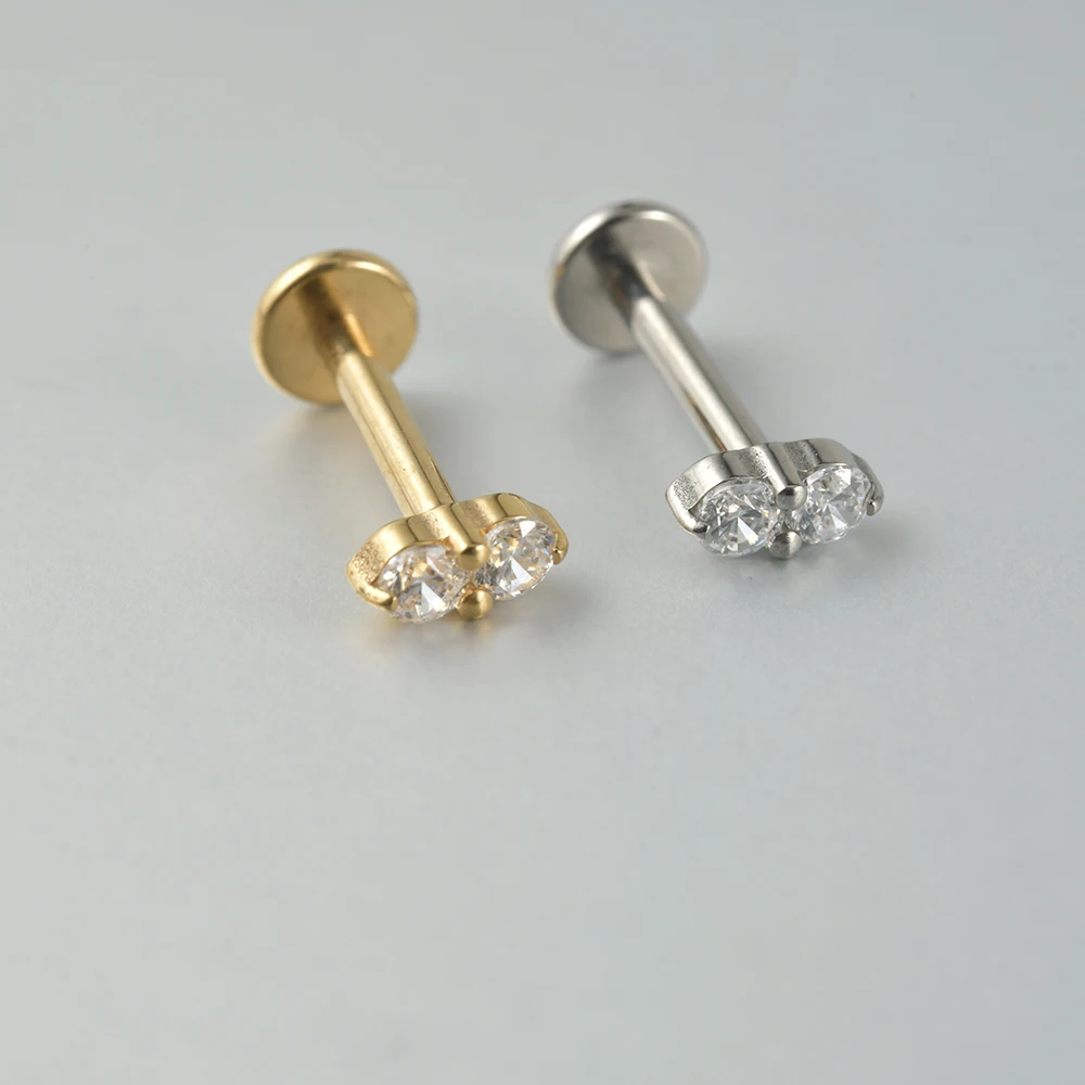 G23 Titanium Threadless Push In Labret Lip Rings