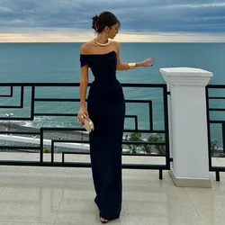 Msikoods elegancka sukienka na imprezę czarna plaża sukienka na studniówkę elastyczna satyna jedno ramię dostosowana formalna suknia wieczorowa Vestido de gala