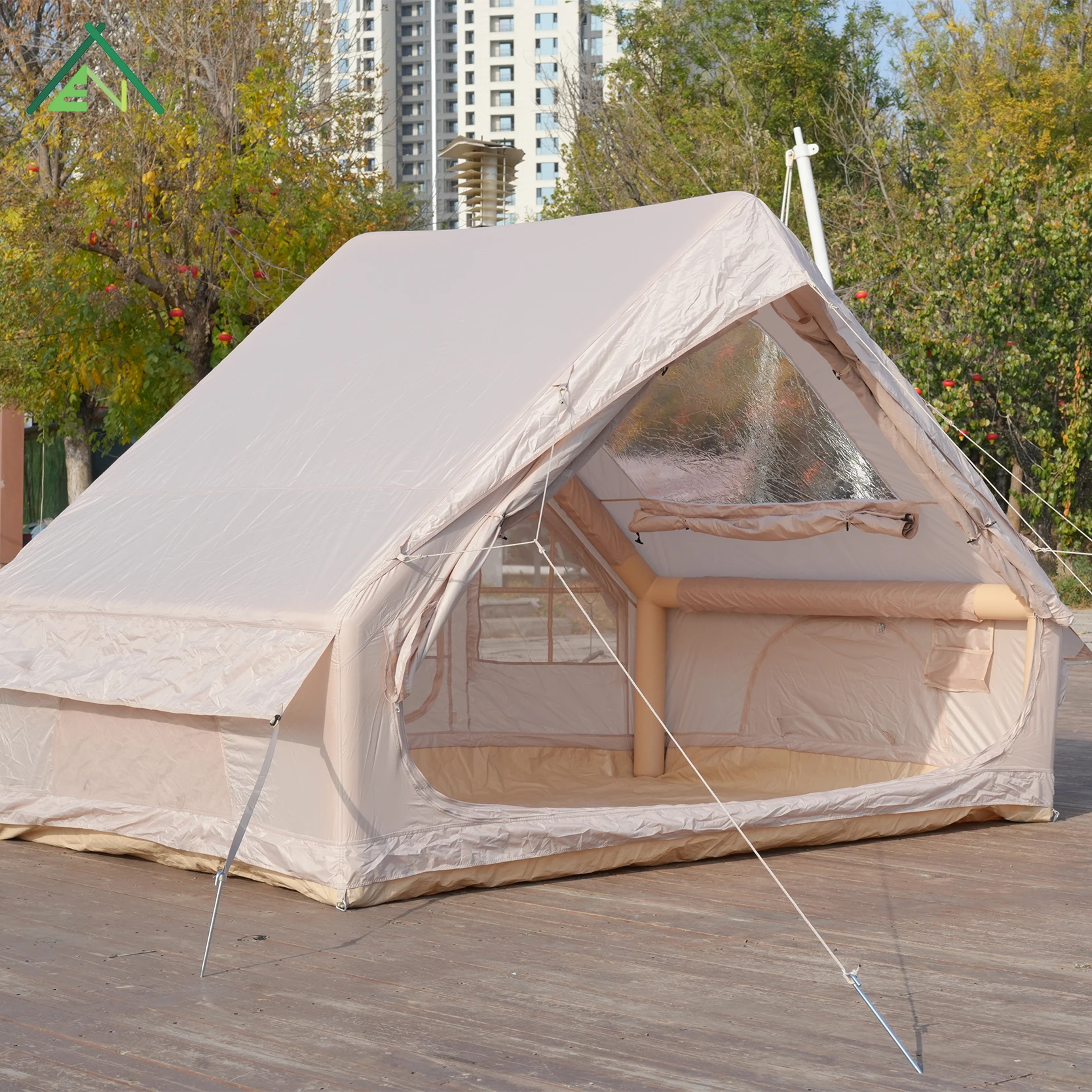 6.3sqm Inflatable Camping Tent With Double Doors Waterproof Portable Four-Season One Bedroom Easy Setup For 2-3 Person