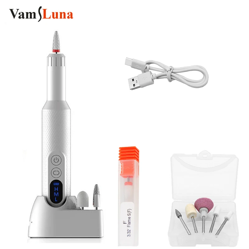 

New In Electric Nail Drill Machine Manicure Milling Cutter Wireless Nail Accessories Sander Cordless Rechargable Nail Tools