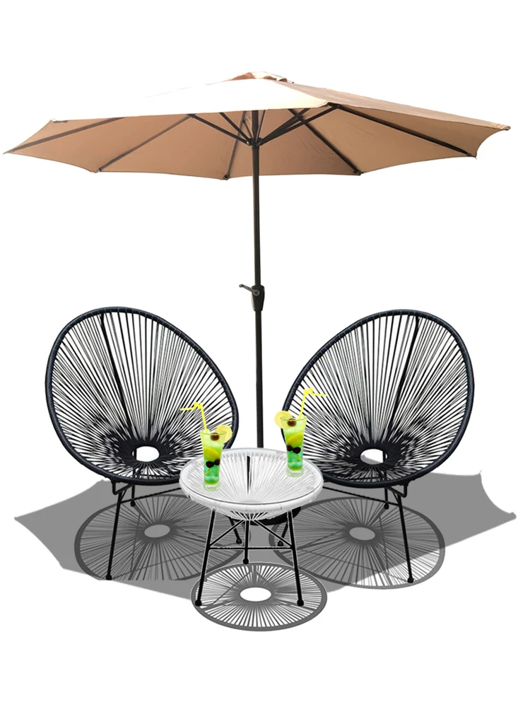 3-Piece Seating Acapulco, Modern Patio Furniture, Glass Top Table and 2 Chairs Indoor and Outdoor Conversation Bistro