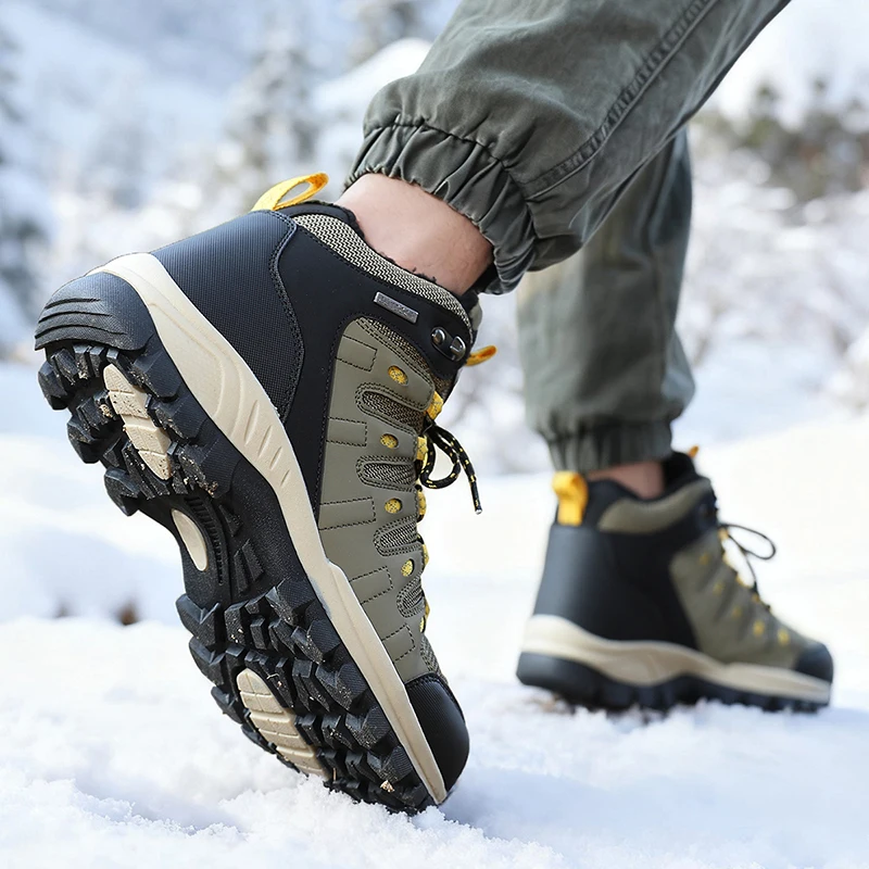 Men Waterproof Mid Top Hiking Boots Non Slip Outdoor Trekking Climbing Walking Shoes
