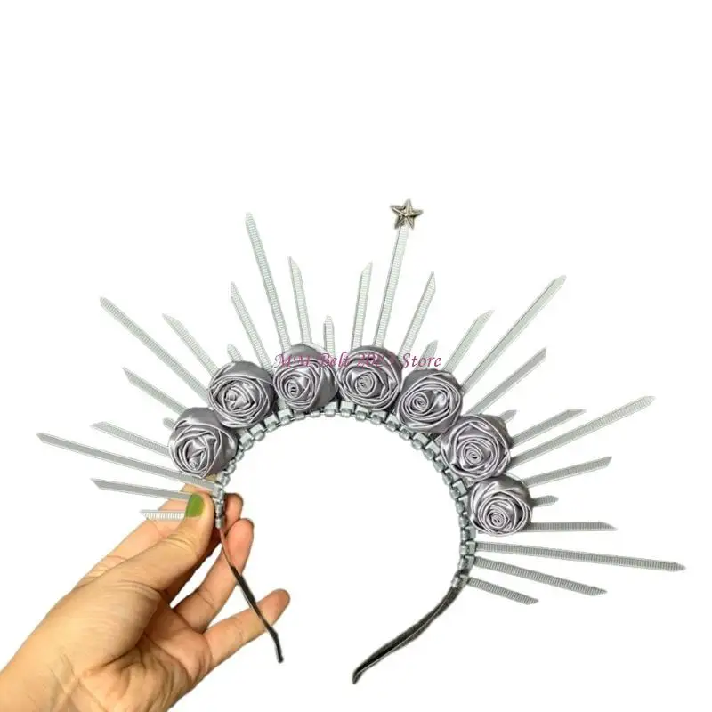 49ME Vintage-Stirnband für Gottheit, Damen, mit Stacheln, Kronprinzessin, Kopfschmuck, Party