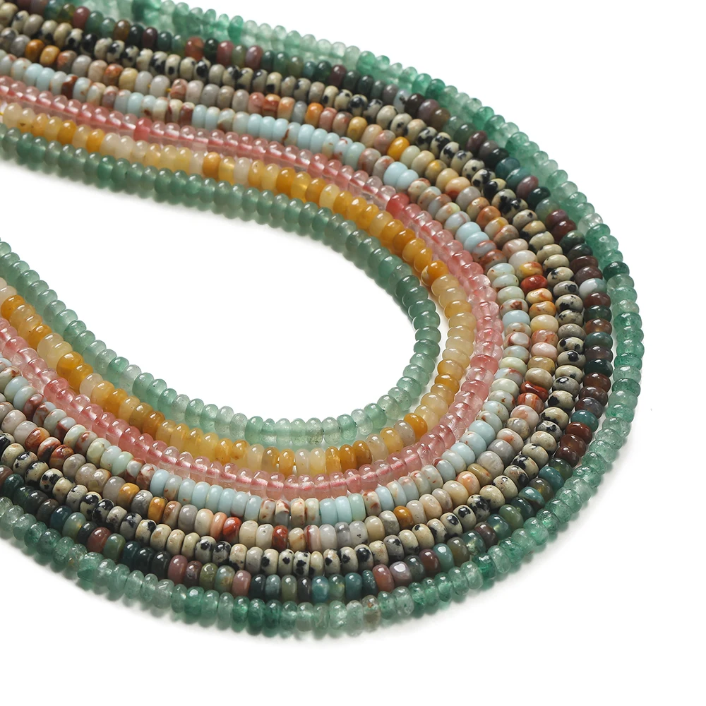 Jewelry Making With Stones - 1줄 천연석 플랫 라운드 비즈 스페이서