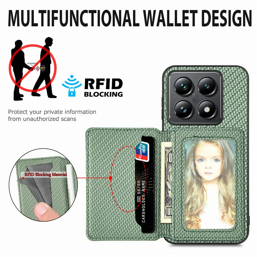 RFID Magnet Card Leather Case for Xiaomi 17T Pro 15T Pro 14T 13T 12T 11T 11 Lite 13 T 14 15 17 T13 5G Wallet Cover Back Funda