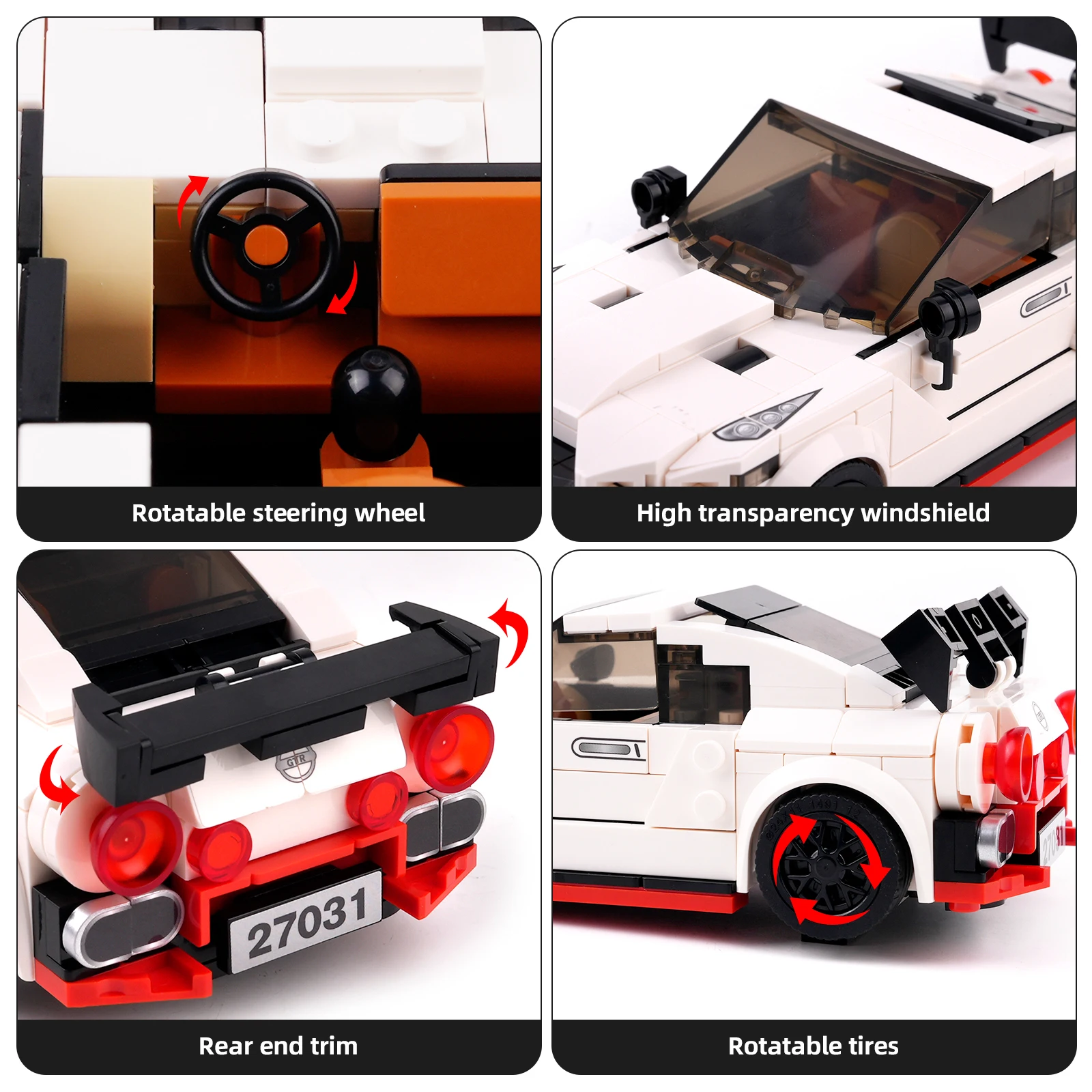 لعبة بناء سيارات سباق السريعة من مولد كينج 27031، مجموعة بناء سيارات رياضية قابلة للجمع للأطفال