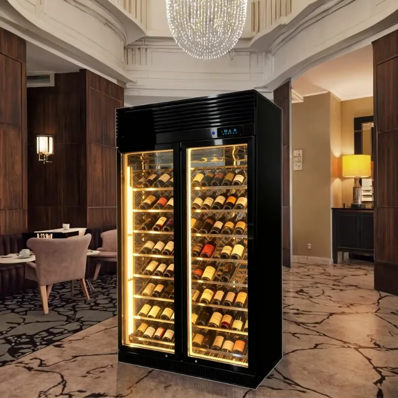 Customized Red Wine Cabinet High Quality Large Glass Door Freezer Fridge for  Display  Alcoholic Drink Cooler