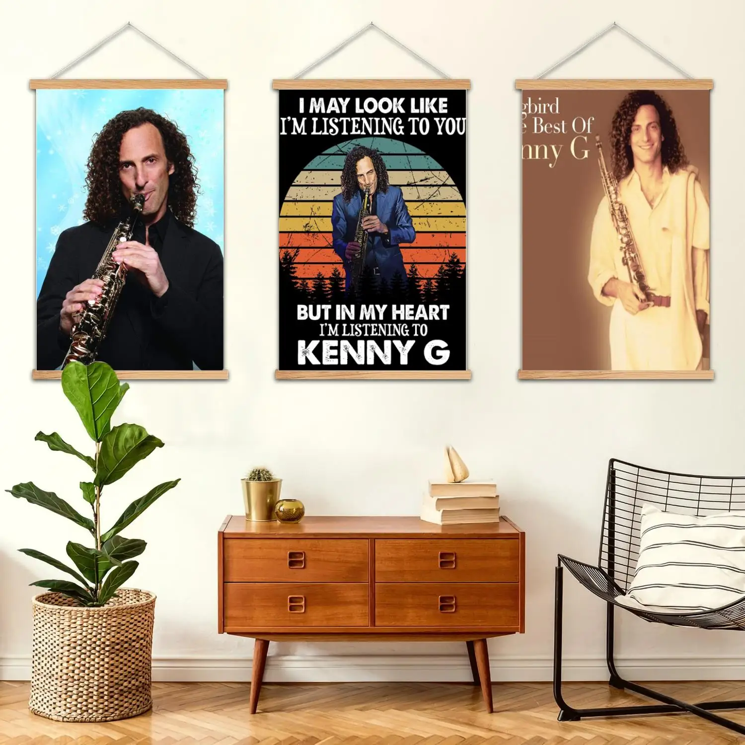Kenny G emoldurado pintura de parede pôster de arte em tela e arte de parede, decoração moderna de quarto de família, pintura decorativa