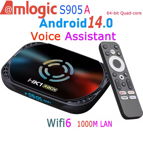 Amlogic Android14.0 64 Bit Quad Core 8K 1000M LAN Voice Assistant Remote Wifi6 BT5 DDR4 Media Smart TV Box HK1 X50