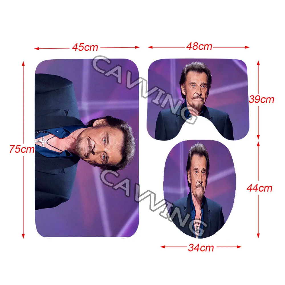 Johnny Hallyday 3D Shower Curtains Waterproof Bathroom Curtain Anti-slip Bath Mat Set Toilet Rugs Carpet Home Decor