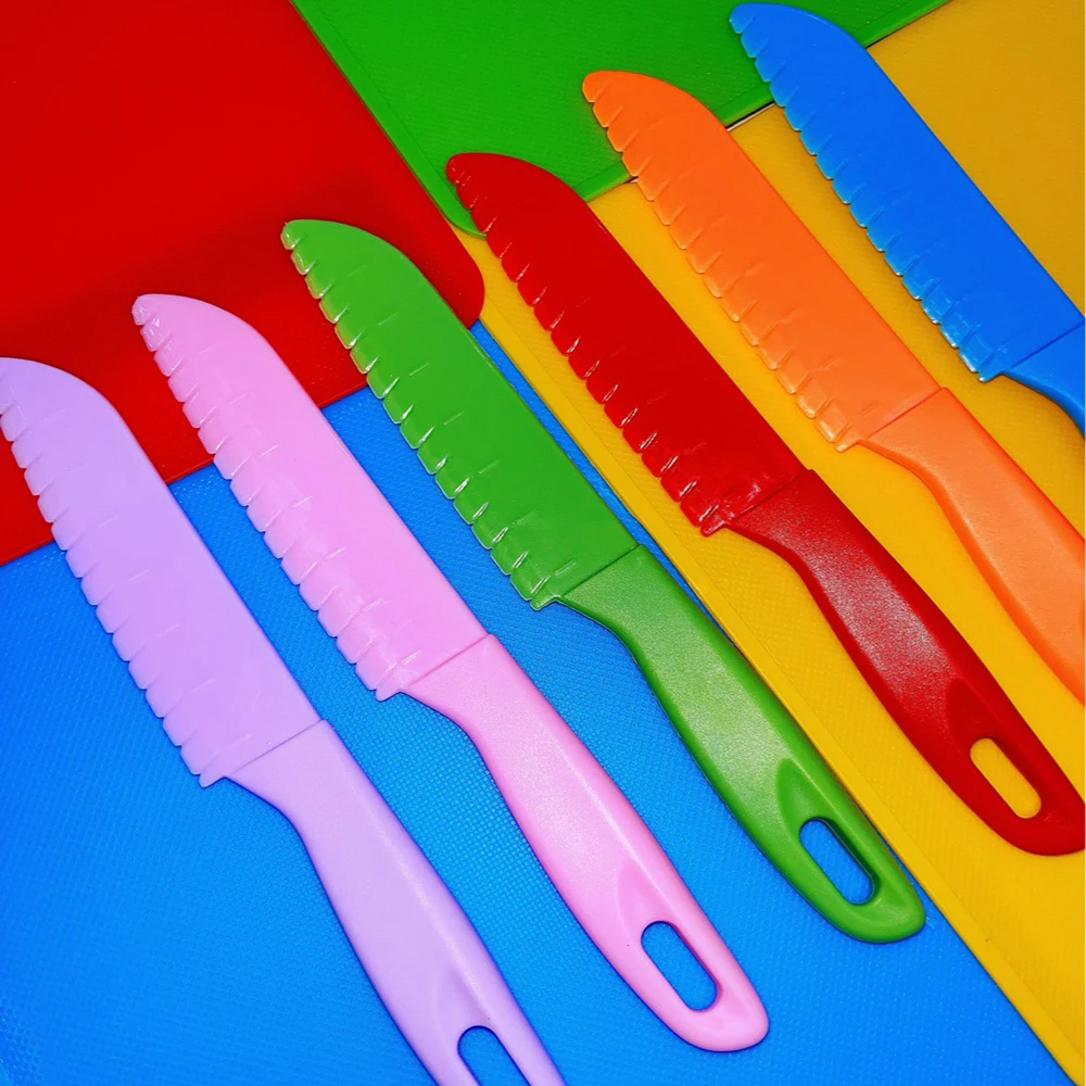 1/2/5Pcs Sawtooth Cut Plastic Fruit Knife Safe Chef Bread Lettuce Cooking Paring Multi Color DIY Children's Knife Kids Kitchen