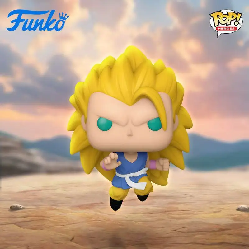 لعبة دراغون بول سلسلة سوبر سايان 3 غوكو عمل أرقام أنيمي فانكو البوب تمثال سطح المكتب الديكور تحصيل نموذج لعب الاطفال هدية #6