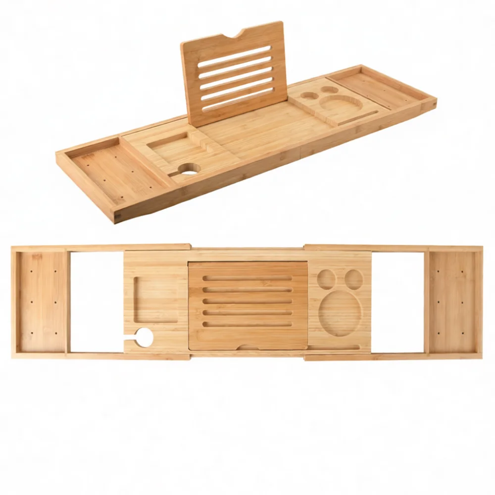 Home Essentials Bathroom Accessories - Rak Bak Mandi Modern dari Bambu,