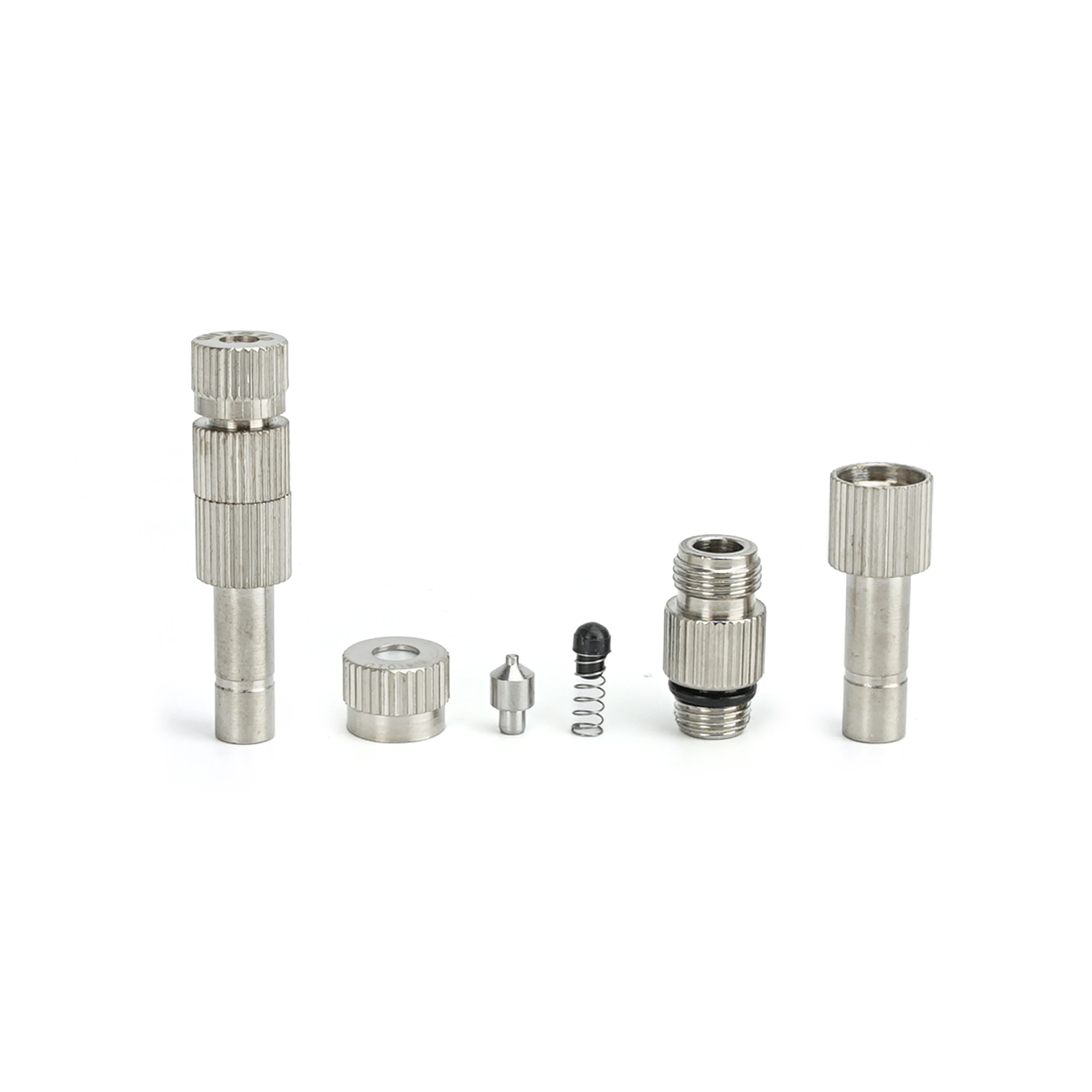 20/50PCS 6mm/8mm Quick Connect Low Pressure Fine Mist Nozzle, Brass Nickel-Plated Fog Spray Head with/without Internal Strainer