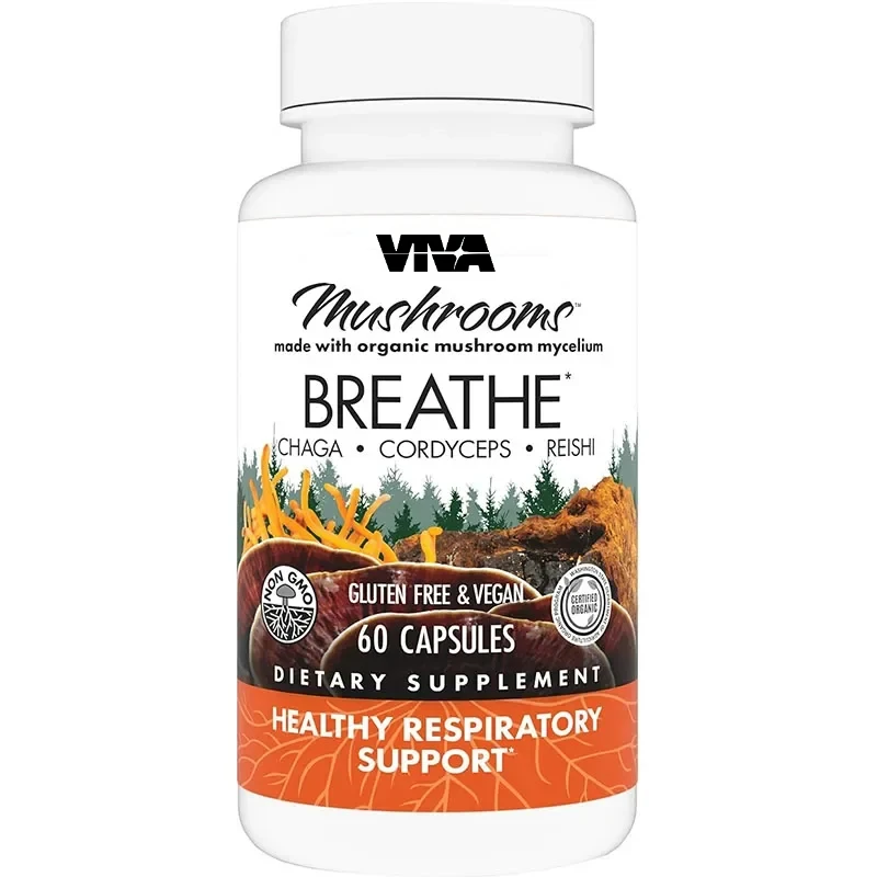 

Breathe Capsules - Herbal Lung Health Supplement Containing Birch Mushroom, Ganoderma lucidum, and Cordyceps sinensis