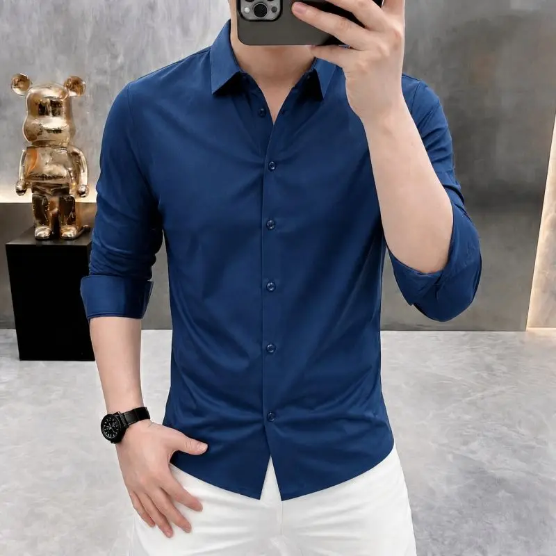 Mens Stretch Dress Shirts Long Sleeve Business Casual Wedding Party Button Down Shirts Office Work Shirt for Men