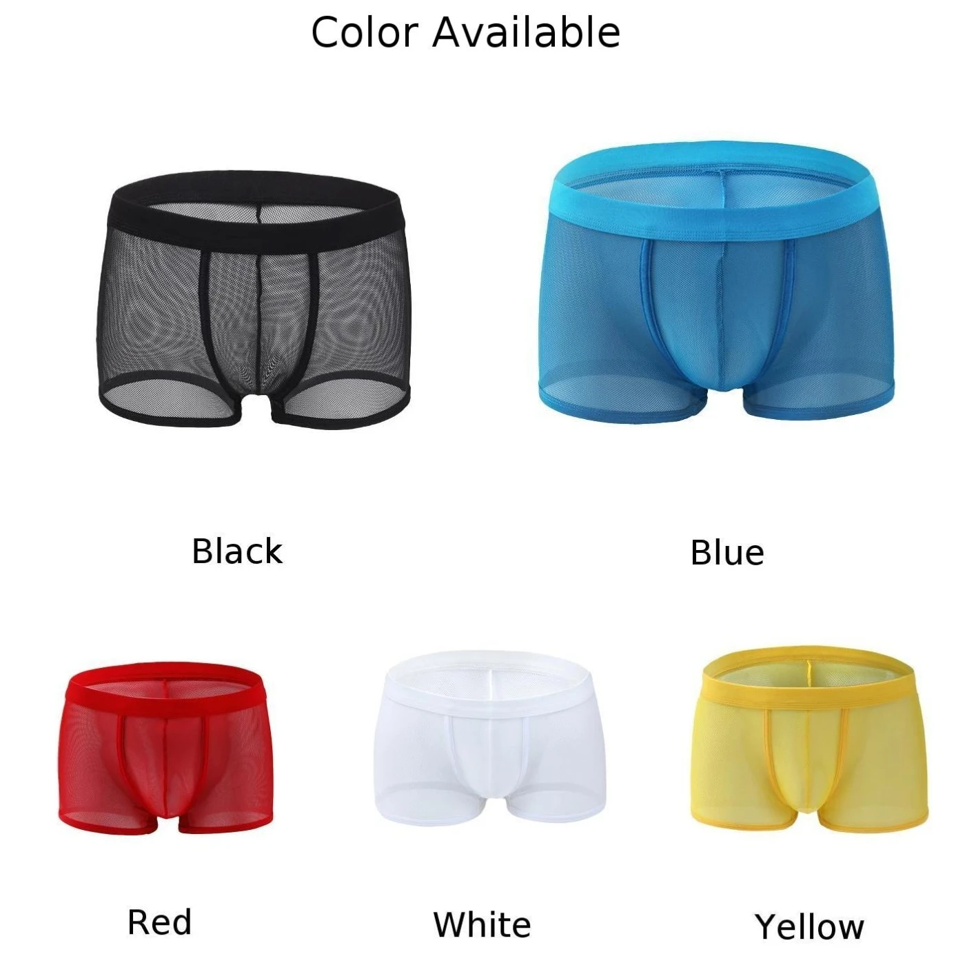 Men Shorts U Convex Pouch Briefs Mesh Breathable Underwear Low Waist Transparent Panties Sexy Stretchshorts