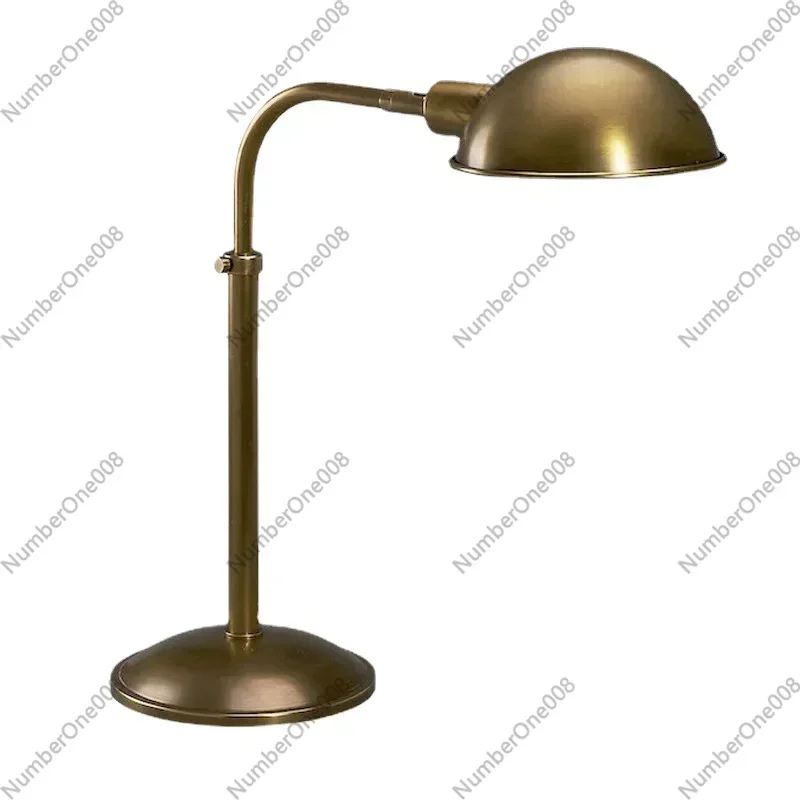 

Ancient Brass Attic Style Adjustable Reading Room Lamp, American Table Lamp With Copper Lid, Cast Bronze Table