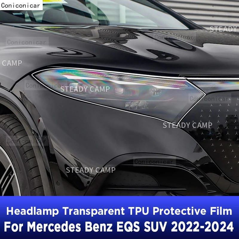 Car Headlight Protection Cover Transparent TPU Anti-Scratch Protective Film TPU Stickers For Mercedes Benz EQS SUV 2022-2024