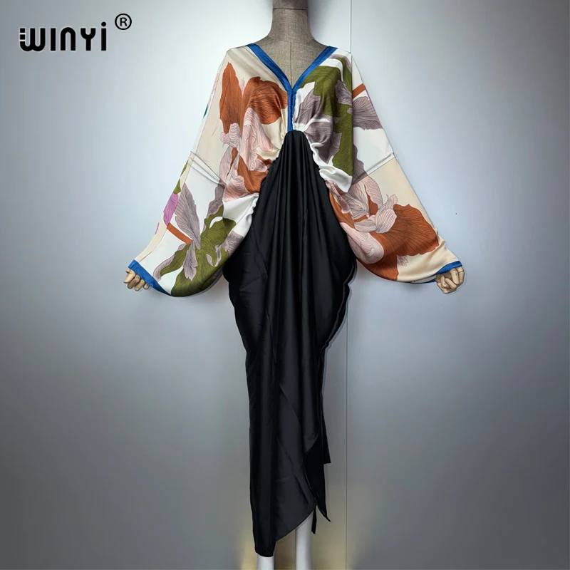 

WINYI print summer maxi dress Muslim Abaya Lady beach cover up muslim woman dresses Beachwear fashion Kaftan abaya dubai luxury
