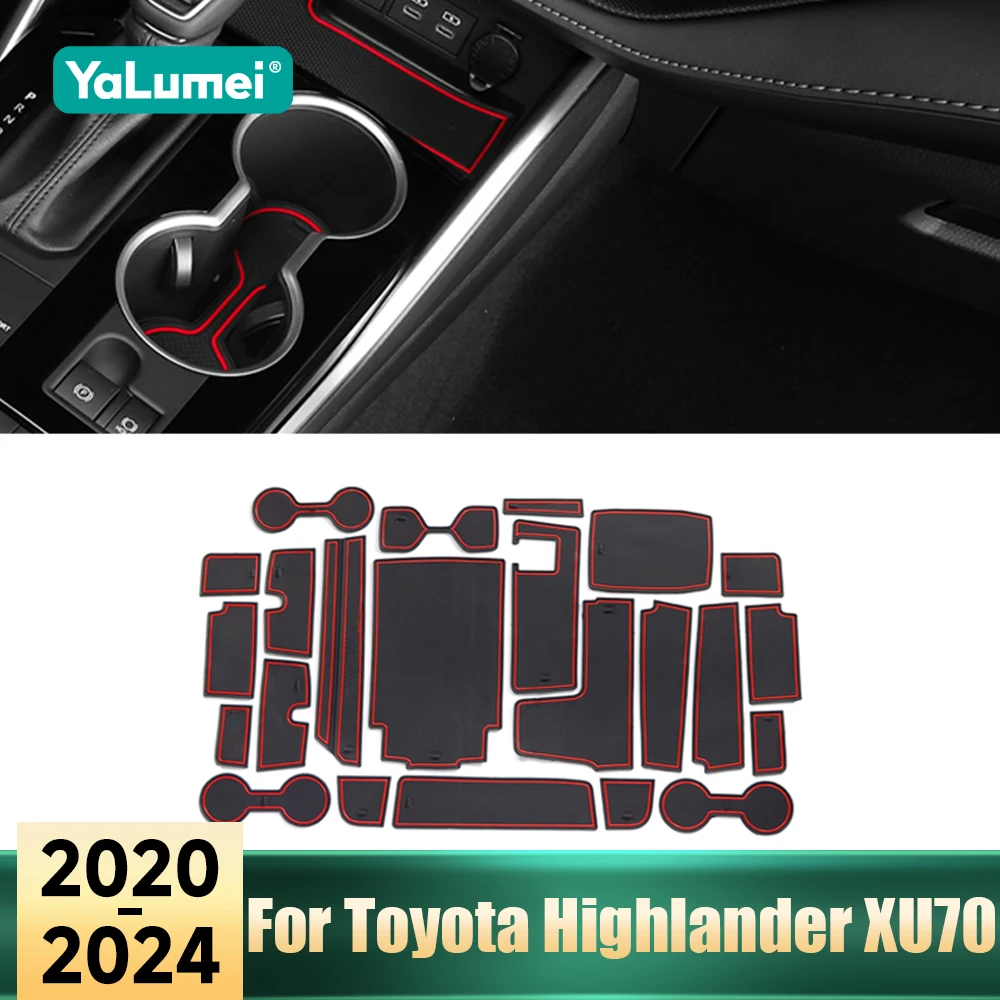 

Для Toyota Highlander XU70 Kluger 2020 2021 2022 2023 2024 гибридные автомобильные противоскользящие коврики для дверей, коврик для чашки, слот для ворот, подставка