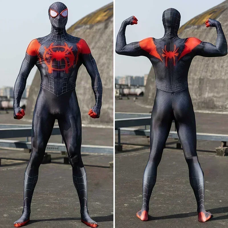 For Kids Adult Popular Parent-child Anime Spider Man Jumpsuit Spiderman Miles Morales Cosplay Jumpsuit Halloween Costume New