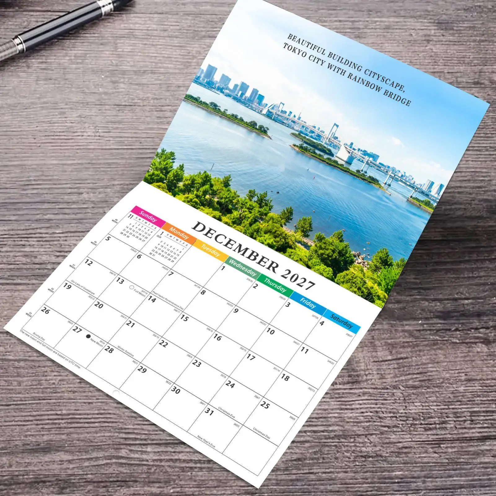 2027 Global Landscape Wall Calendar A4 13-Month Spiral Writing Planner Decor Daily Planner Calendar For School Home