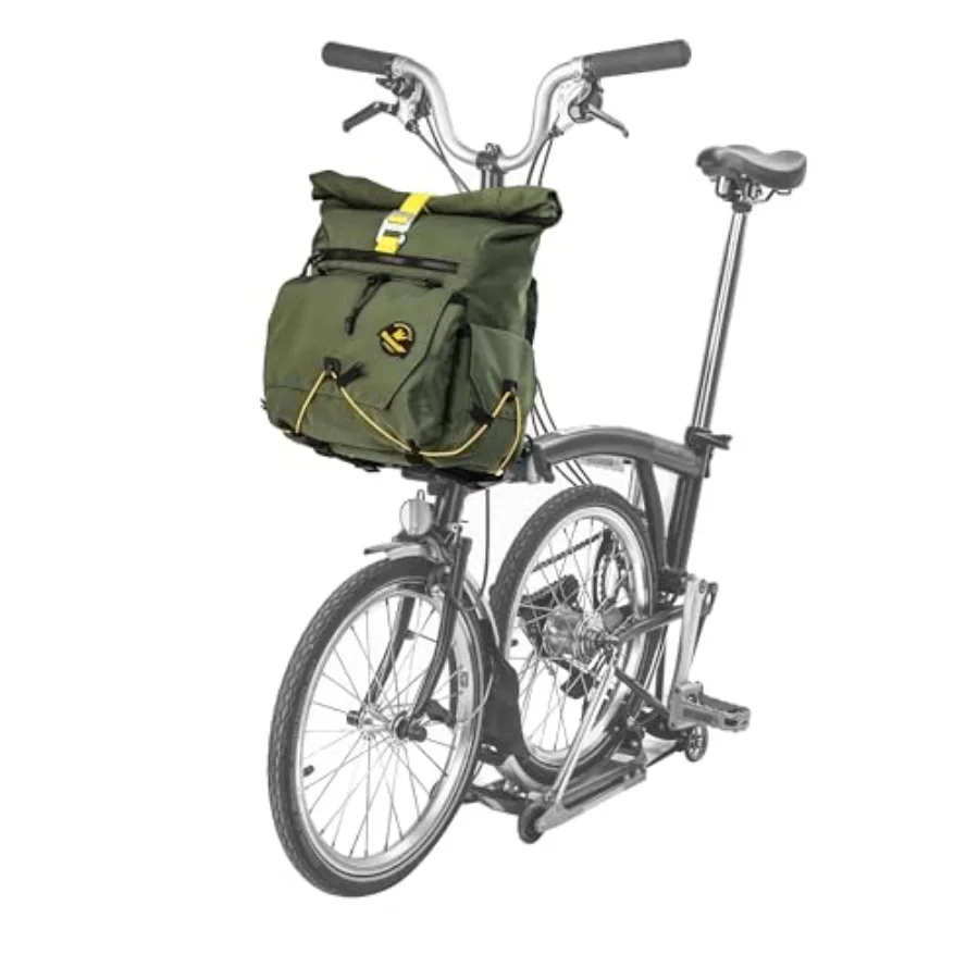

Front Bag for Brompton Bike 17L Roll Top Cycling Bag with Frame, Folding Bike Carrier Bag with Shoulder Strap, Helmet Storage,