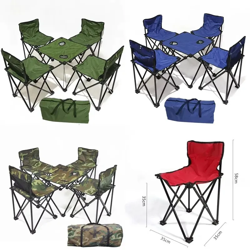 Outdoor Camping Folding Table and Chair Set 5 Piece Picnic Beach Party Leisure Furniture
