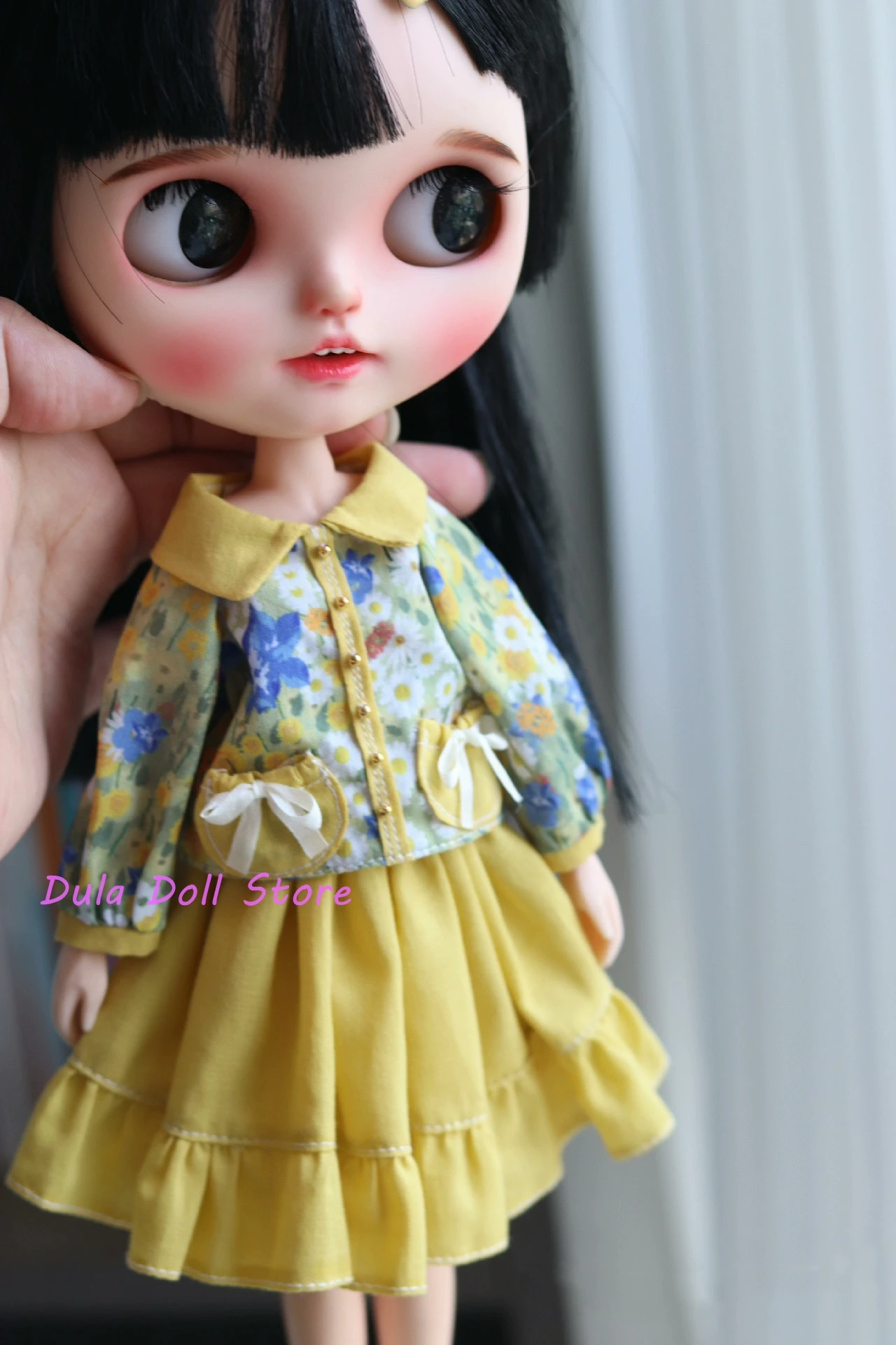 Dula Doll Clothes Dress Oil on yellow skirt Blythe Qbaby ob24 ob22 ob11 Azone Licca ICY JerryB 1/6 Bjd Doll Accessories