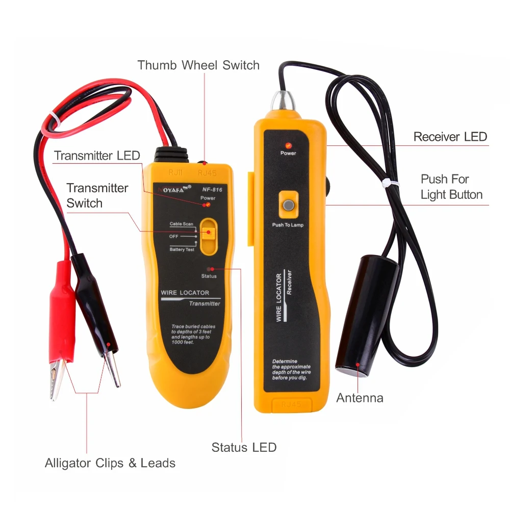 Imagem -06 - Underground Cabo Tracker Anti-interference Tester Finder Cabo Profissional Ferramentas de Rede Noyafa-nf816