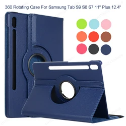 For Samsung Galaxy Tab S9 S8 Ultra 14.6 S7 Plus FE 12.4 Case 360 Rotating Stand Tablet Cover for Samsung Tab S9 S8 S7 11