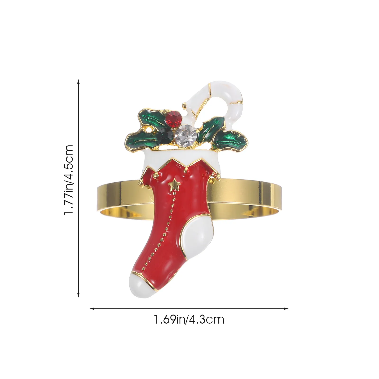 6Pcs Christmas Gold Napkin Rings Boot Shaped Iron Lightweight Tabletop Napkin Holders Holiday Party Wedding Banquet Decor