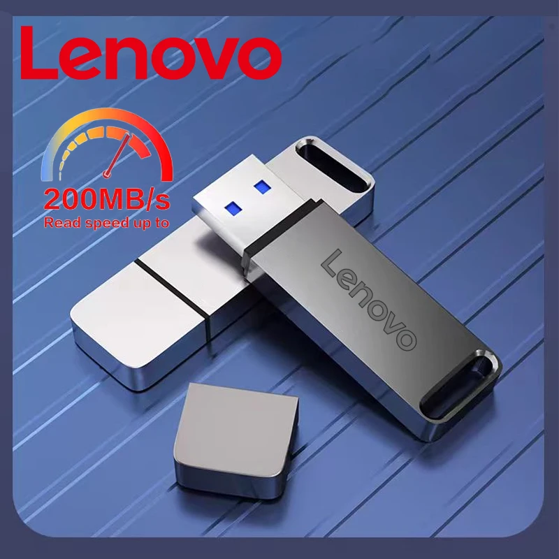 Lenovo Flash Disk USB 3.0 asli, Flash Drive kecepatan tinggi 2TB logam 1TB 512GB stik memori Flash eksternal untuk Laptop