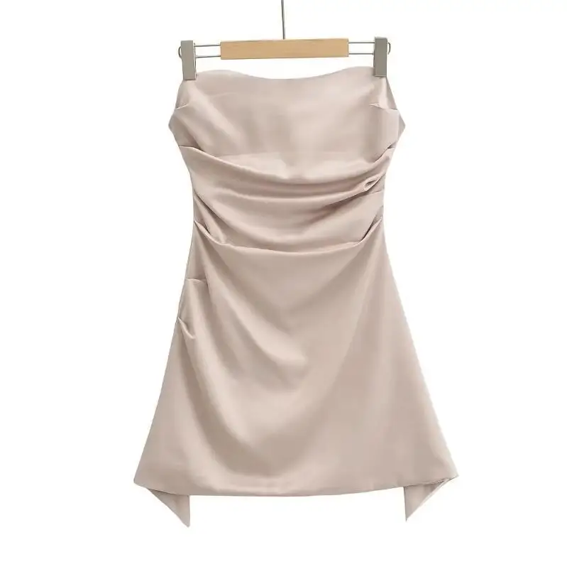 Sommer Hochzeit Gast Kleid Frauen 2025, Mini Liebsten Satin Kleid Sexy Bodycon Geburtstag Party Kleider Weibliche Vestidos