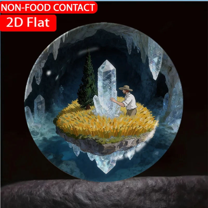 1pc Fantasy Island Crystal Tree Ceramic Plate Non-food Contact, Home Desk Ornaments, Living Room and Bedroom Decorations,