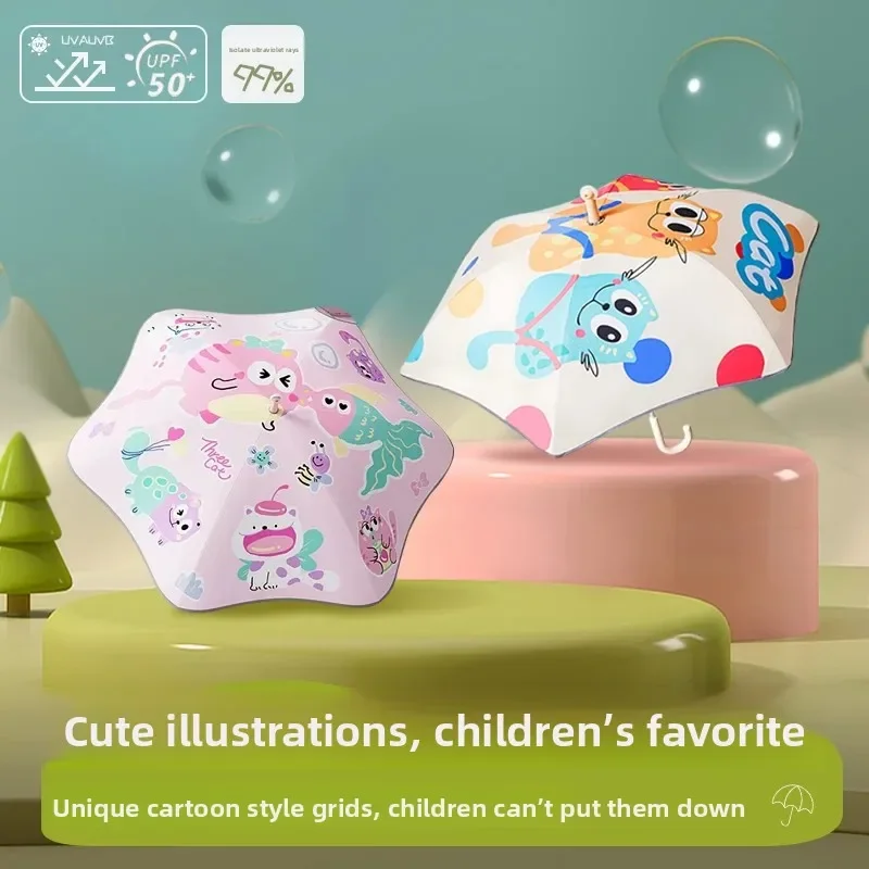 Kids Long Handle Umbrella Boys Girls Primary School Kindergarten Rain Protection Weather Outdoor Travel Daily Use 아동 장우산