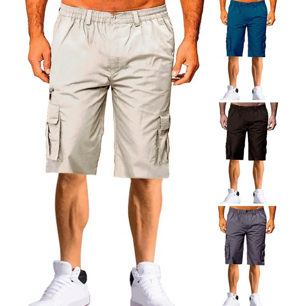 Athletic Shorts Versatile Athletic Shorts Versatile Men's Casual Shorts Elastic Waist Multi Pockets Straight Leg for Summer