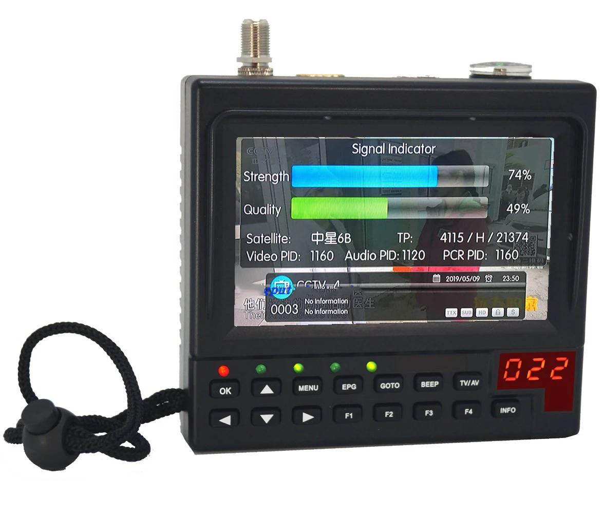 4.3 Inch Portable DVB-S2 Digital Satellite Finder and Monitor Full HD DVB-S Sat Finder Meter KPT-268AH 5.0