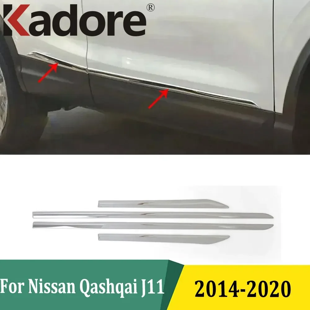 For Nissan Qashqai j11 2014 2015 2016 2017-2020 Chrome Side Door Body Molding Line Protector Cover Trim Exterior Accessories