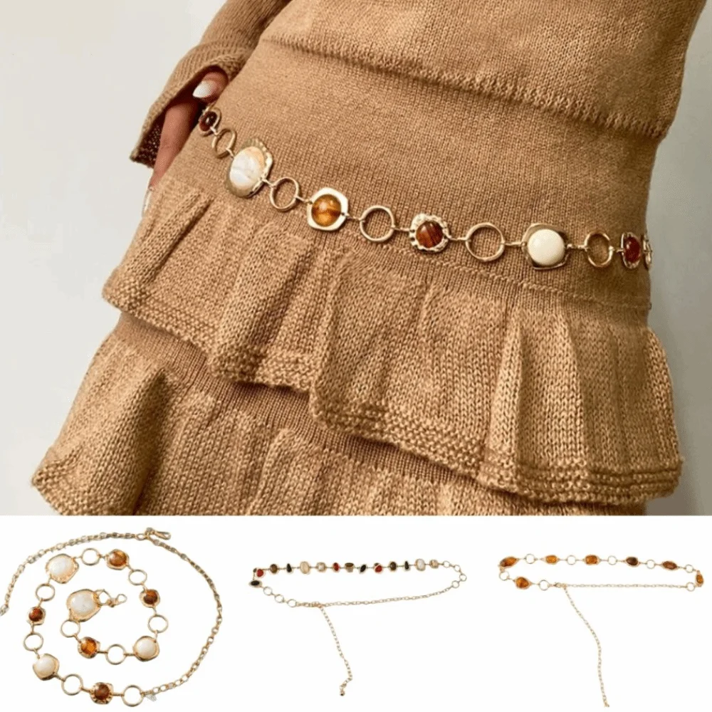 Irregular Jewelry Adjustable Waist Chain Boho Marble Texture Waist Strap Vintage Luxury Belly Chain All Seasons