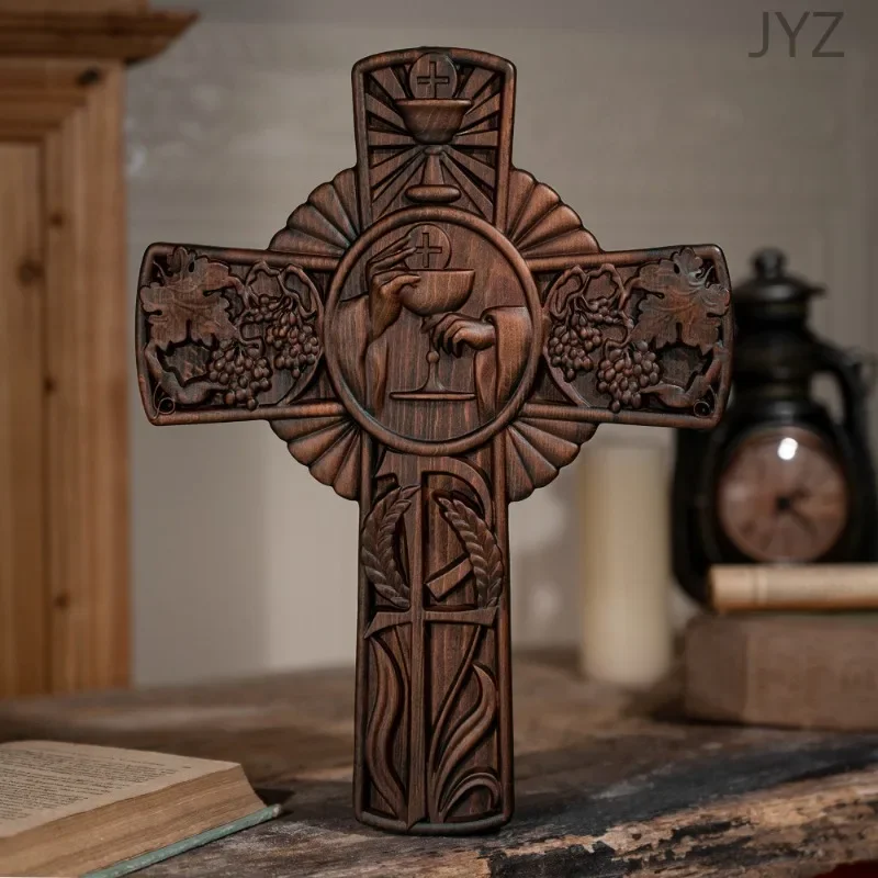 Christ's Religious Wood Holy Cross for Indoor Wall Hanging, Jesus Catholic Gift