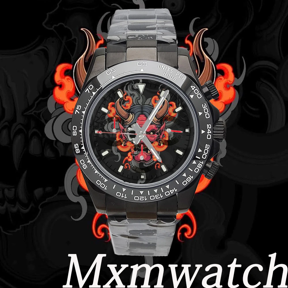 تخصيص ساعة فاخرة 39.3 مللي متر VK63/4613 السيارات الرجال كرونوغراف ساعة جديدة الفضة الأحمر الإبداعية الهاتفي ساعة رجالي مقاوم للماء 10ATM