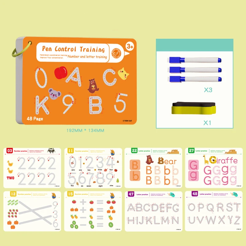 Tracing Workbook Montessori Books 48 Page Pen Control Training Early Childhood Exercise Book Reusable Calligraphy Copybook